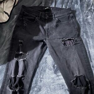 Hudson Jeans Men's Ripped Charcoal Skinny Jeans